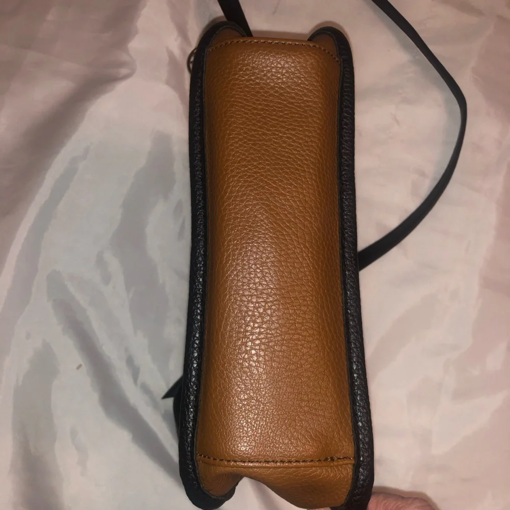 Nine West Brown and Black Pebbled Leather crossbody Messenger